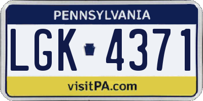 PA license plate LGK4371