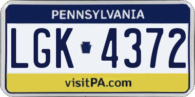 PA license plate LGK4372
