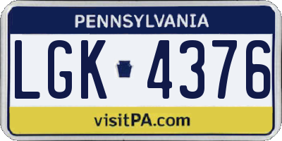 PA license plate LGK4376