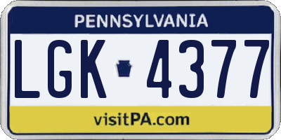 PA license plate LGK4377