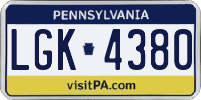 PA license plate LGK4380