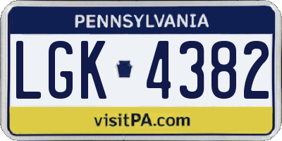 PA license plate LGK4382
