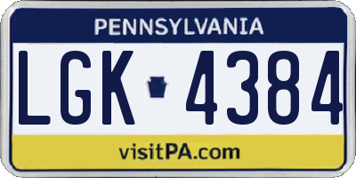PA license plate LGK4384