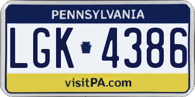 PA license plate LGK4386