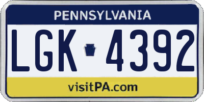 PA license plate LGK4392