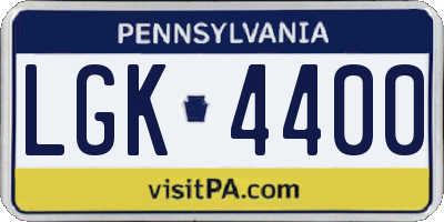 PA license plate LGK4400