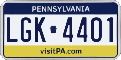 PA license plate LGK4401