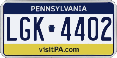 PA license plate LGK4402