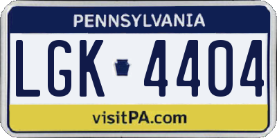PA license plate LGK4404