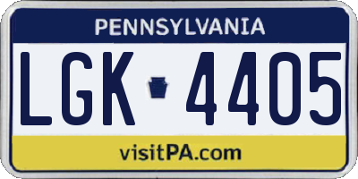 PA license plate LGK4405