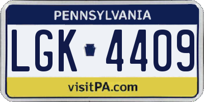 PA license plate LGK4409