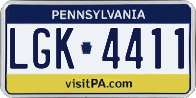 PA license plate LGK4411