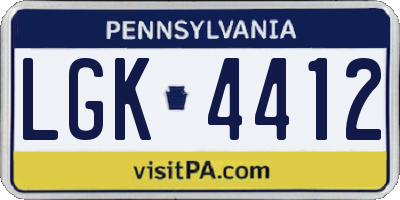 PA license plate LGK4412