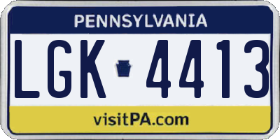 PA license plate LGK4413