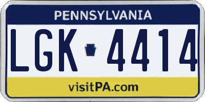 PA license plate LGK4414