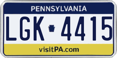 PA license plate LGK4415