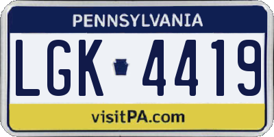 PA license plate LGK4419