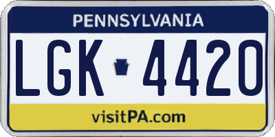 PA license plate LGK4420
