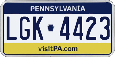 PA license plate LGK4423