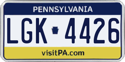 PA license plate LGK4426