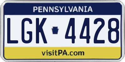 PA license plate LGK4428