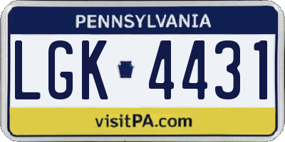 PA license plate LGK4431