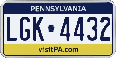 PA license plate LGK4432