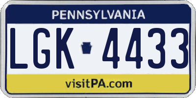 PA license plate LGK4433