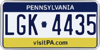 PA license plate LGK4435