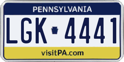 PA license plate LGK4441