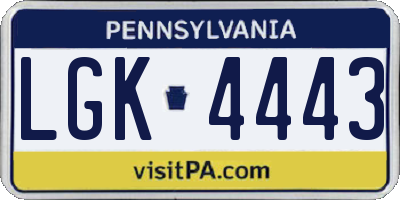 PA license plate LGK4443