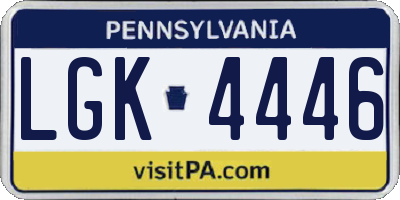 PA license plate LGK4446