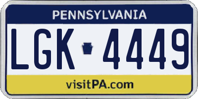 PA license plate LGK4449