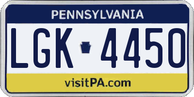 PA license plate LGK4450