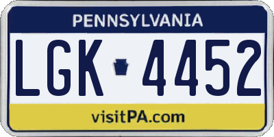 PA license plate LGK4452