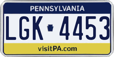 PA license plate LGK4453