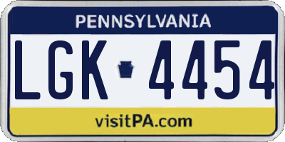 PA license plate LGK4454