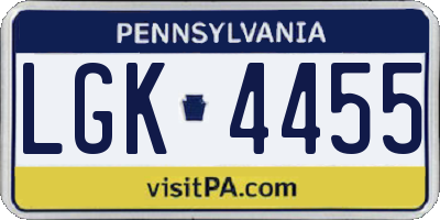 PA license plate LGK4455