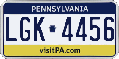 PA license plate LGK4456