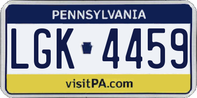 PA license plate LGK4459