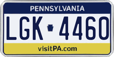 PA license plate LGK4460