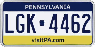 PA license plate LGK4462