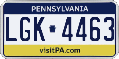 PA license plate LGK4463