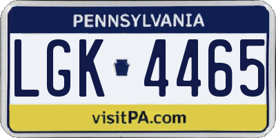 PA license plate LGK4465