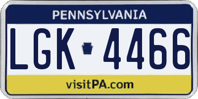 PA license plate LGK4466