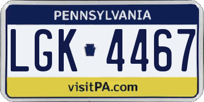 PA license plate LGK4467