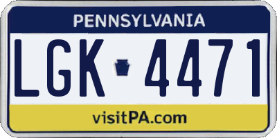 PA license plate LGK4471