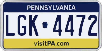 PA license plate LGK4472