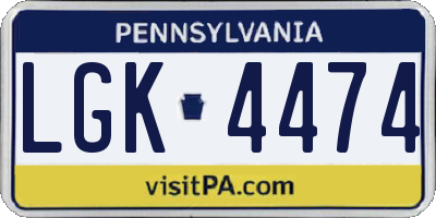 PA license plate LGK4474