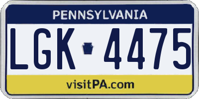 PA license plate LGK4475